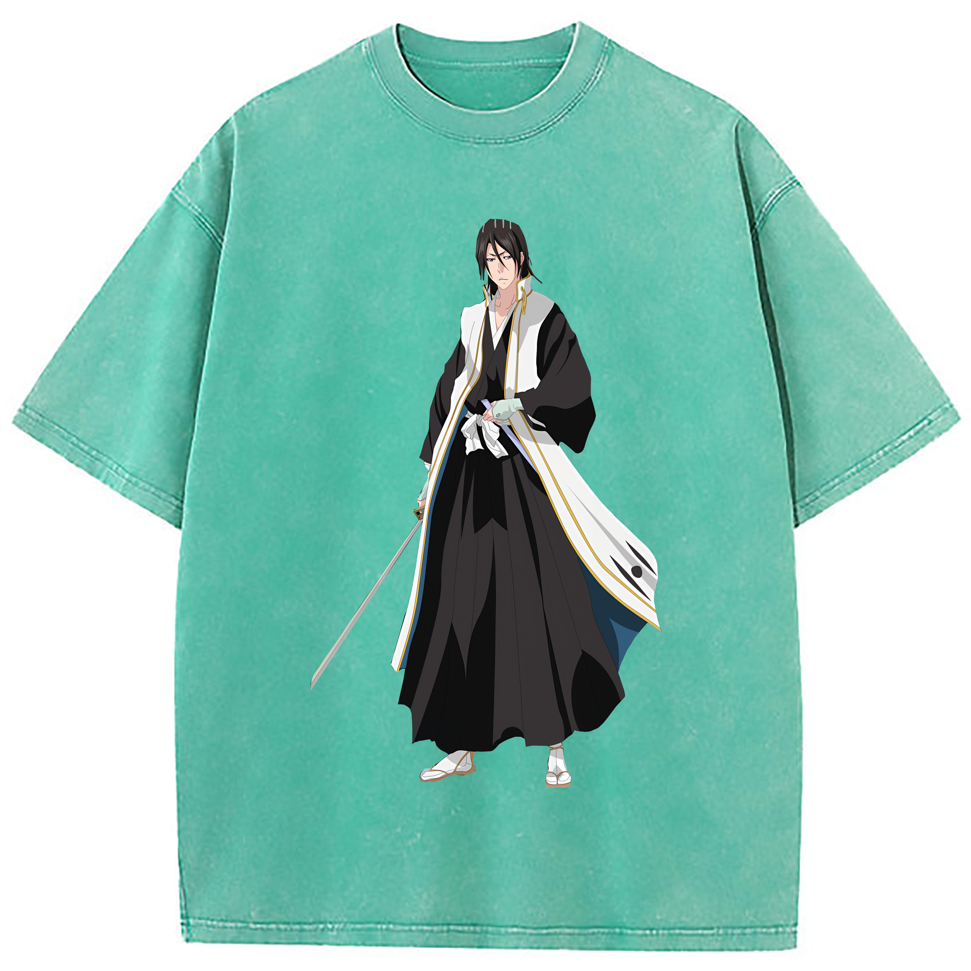 （画像用） ブリーチ くちき びゃくや BLEACH Kuchiki Byakuya 綿100% ヴィンテージ風 半袖Tシャツ（フロントプリント）